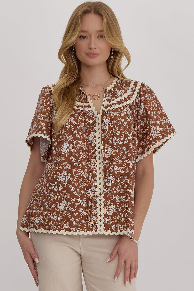 Chestnut Floral Ric Rac Blouse – Chilton Avenue