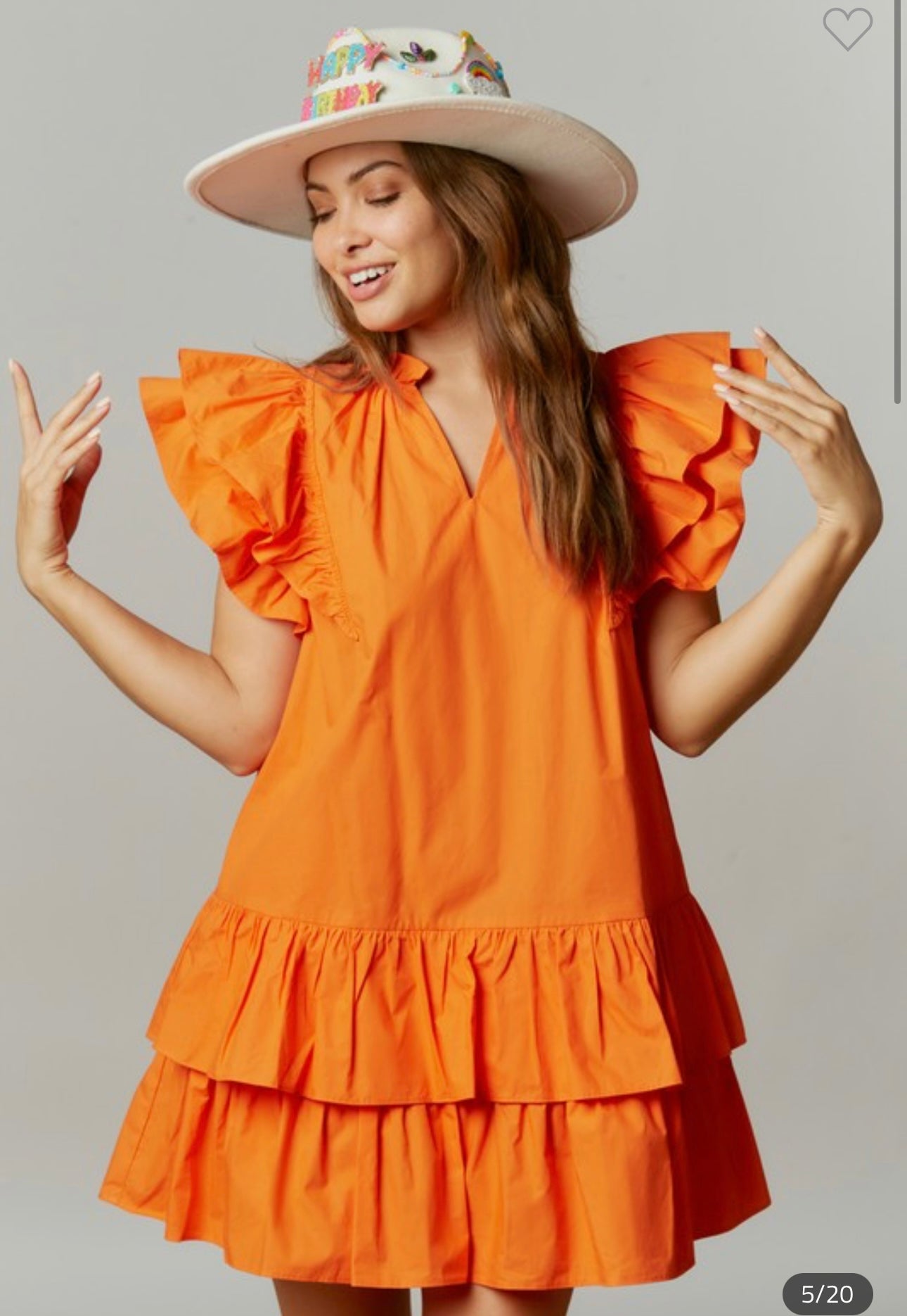 Astros Ruffle Hem Dress Orange / L